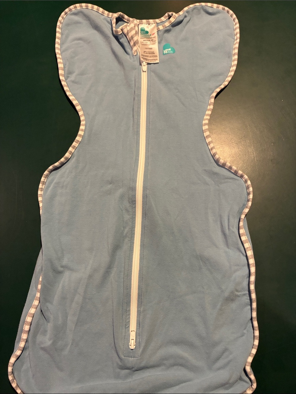 Love to Dream Blue Swaddle Sleep Sack with Striped Trim